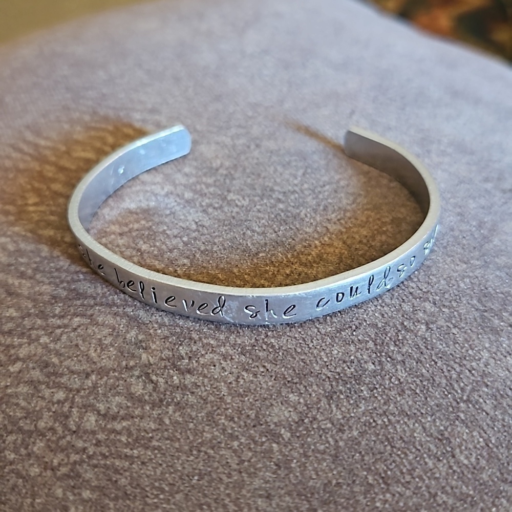 5/$25 Metal "She Believed She Could So She Did" Quote Cuff Bracelet - Picture 5 of 7